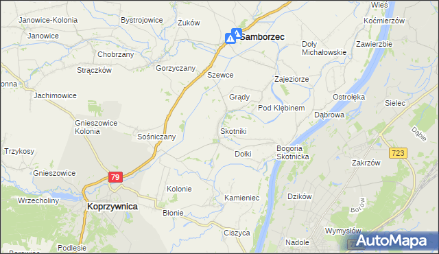 mapa Skotniki gmina Samborzec, Skotniki gmina Samborzec na mapie Targeo