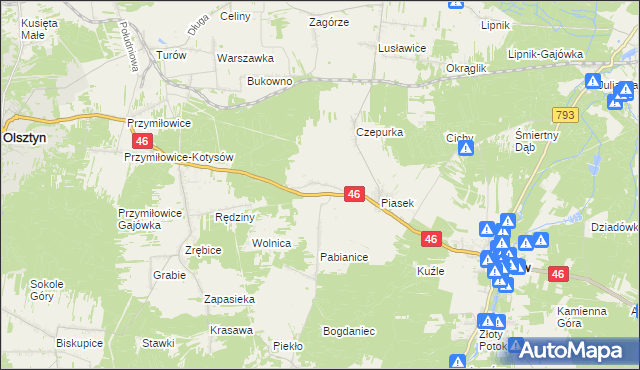 mapa Skowronów gmina Janów, Skowronów gmina Janów na mapie Targeo