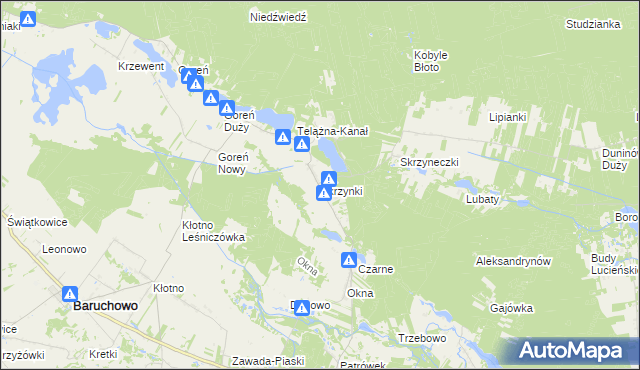 mapa Skrzynki gmina Baruchowo, Skrzynki gmina Baruchowo na mapie Targeo