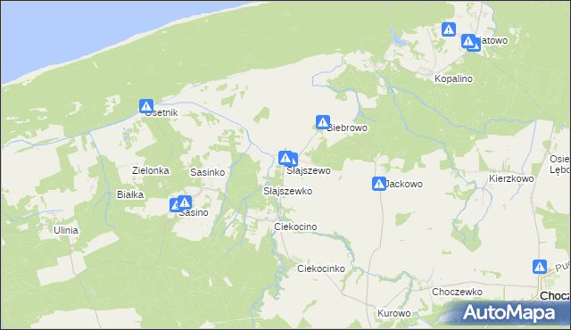 mapa Słajszewo, Słajszewo na mapie Targeo