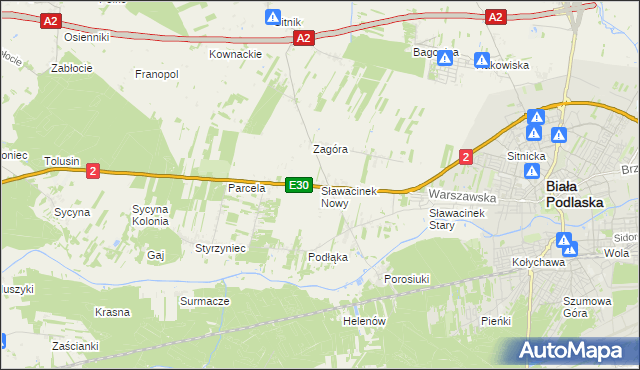 mapa Sławacinek Nowy, Sławacinek Nowy na mapie Targeo