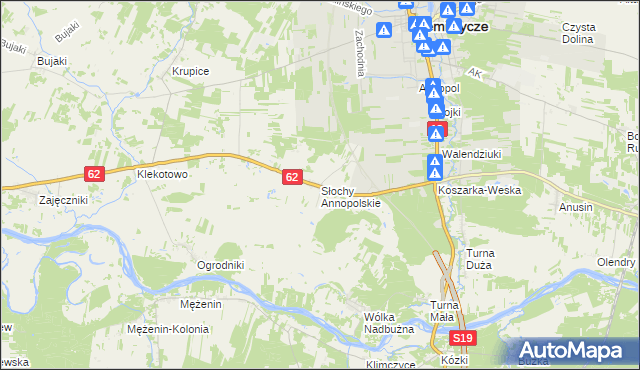 mapa Słochy Annopolskie, Słochy Annopolskie na mapie Targeo