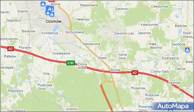 mapa Słowik gmina Zgierz, Słowik gmina Zgierz na mapie Targeo