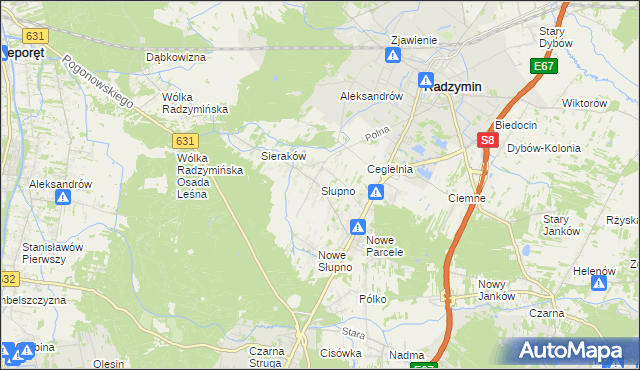 mapa Słupno gmina Radzymin, Słupno gmina Radzymin na mapie Targeo
