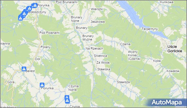 mapa Śnietnica, Śnietnica na mapie Targeo