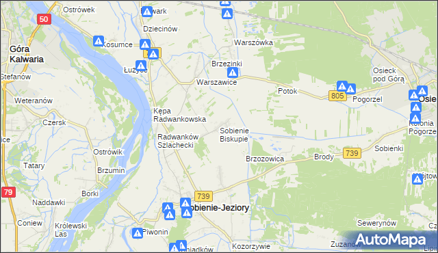 mapa Sobienie Biskupie, Sobienie Biskupie na mapie Targeo