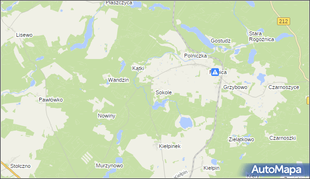 mapa Sokole gmina Człuchów, Sokole gmina Człuchów na mapie Targeo