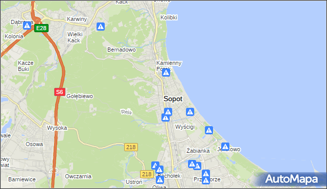 mapa Sopotu, Sopot na mapie Targeo