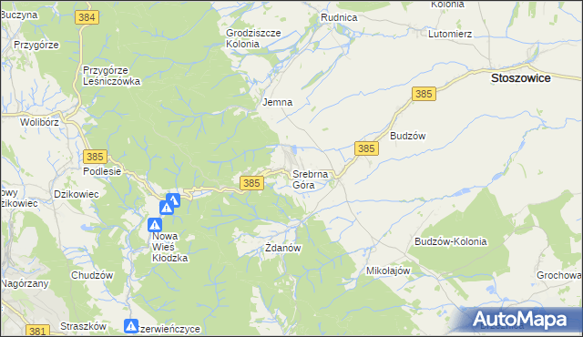 mapa Srebrna Góra gmina Stoszowice, Srebrna Góra gmina Stoszowice na mapie Targeo