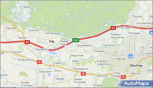 mapa Stanisławice gmina Bochnia, Stanisławice gmina Bochnia na mapie Targeo