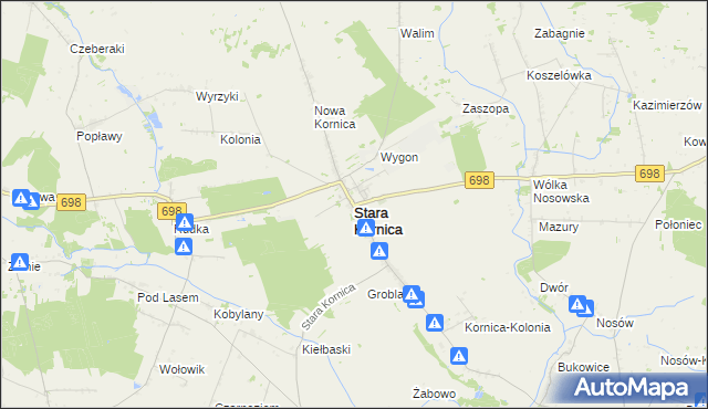 mapa Stara Kornica, Stara Kornica na mapie Targeo