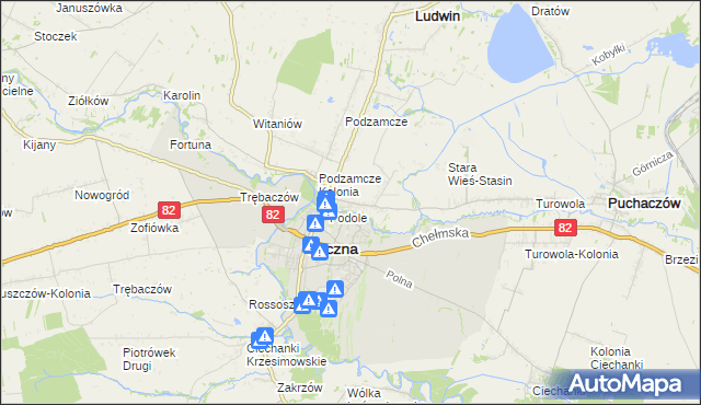 mapa Stara Wieś gmina Łęczna, Stara Wieś gmina Łęczna na mapie Targeo