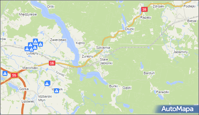 mapa Stare Jabłonki, Stare Jabłonki na mapie Targeo