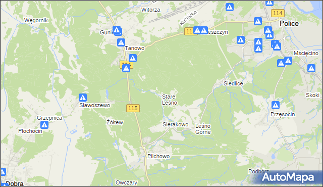 mapa Stare Leśno, Stare Leśno na mapie Targeo