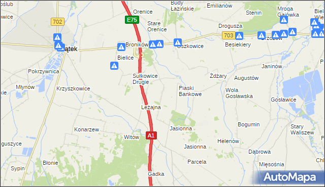 mapa Stare Piaski gmina Bielawy, Stare Piaski gmina Bielawy na mapie Targeo