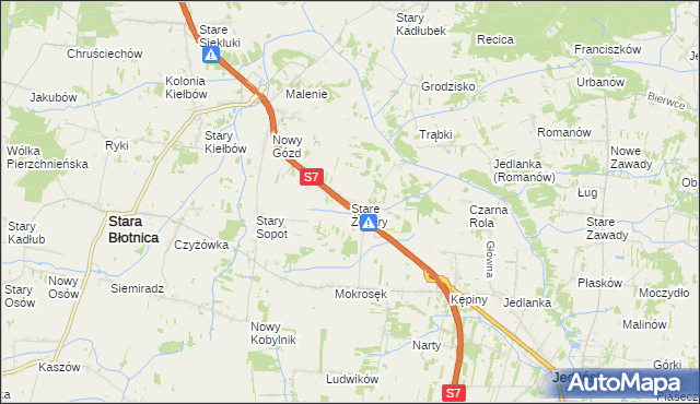 mapa Stare Żdżary gmina Stara Błotnica, Stare Żdżary gmina Stara Błotnica na mapie Targeo