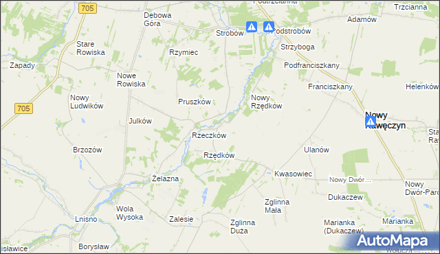 mapa Stary Rzędków, Stary Rzędków na mapie Targeo