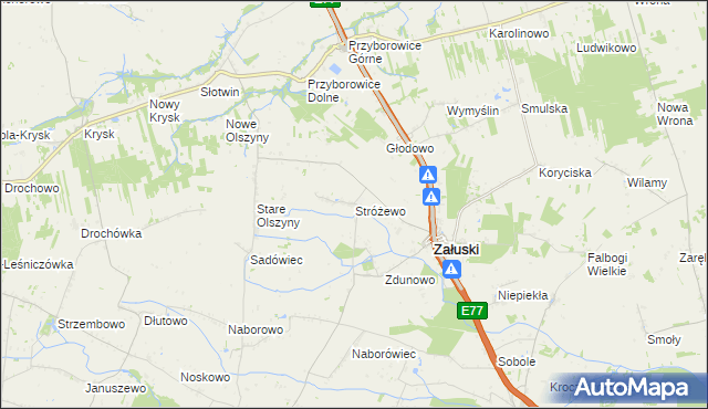 mapa Stróżewo gmina Załuski, Stróżewo gmina Załuski na mapie Targeo