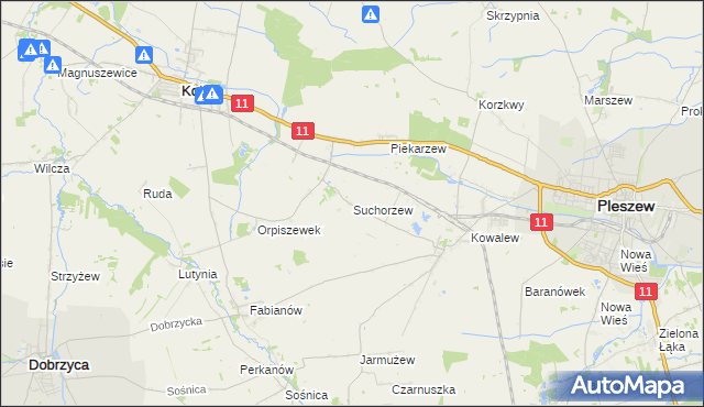 mapa Suchorzew, Suchorzew na mapie Targeo