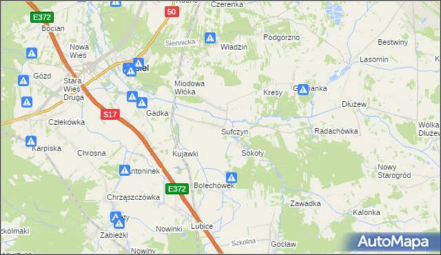 mapa Sufczyn gmina Kołbiel, Sufczyn gmina Kołbiel na mapie Targeo