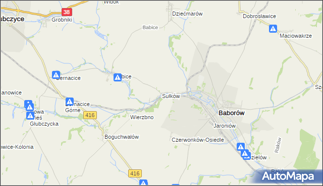 mapa Sułków gmina Baborów, Sułków gmina Baborów na mapie Targeo