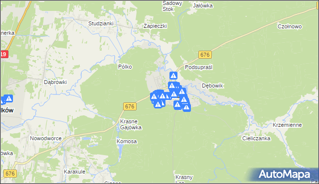 mapa Supraśl, Supraśl na mapie Targeo