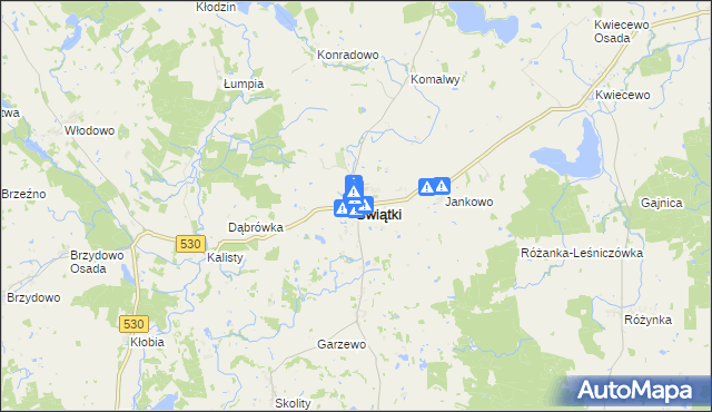 mapa Świątki powiat olsztyński, Świątki powiat olsztyński na mapie Targeo