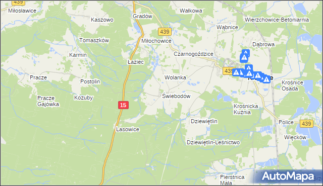 mapa Świebodów, Świebodów na mapie Targeo