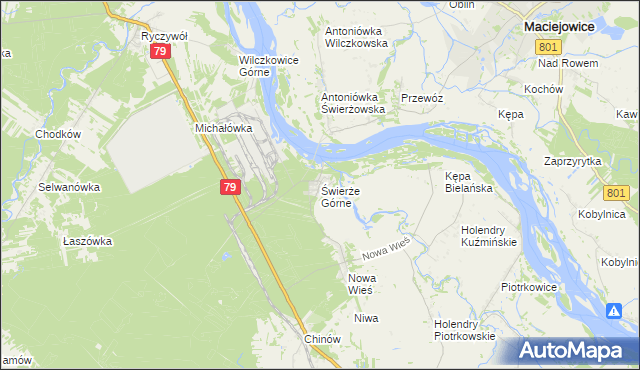 mapa Świerże Górne, Świerże Górne na mapie Targeo