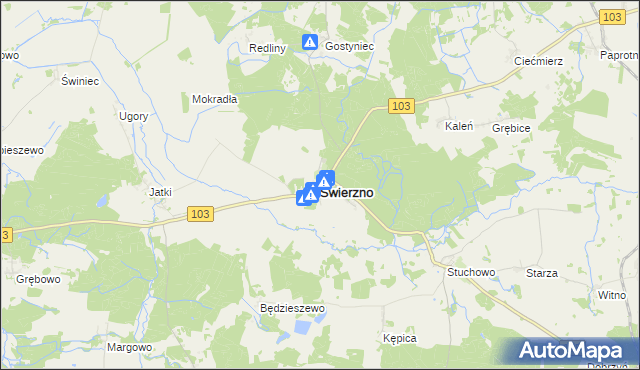 mapa Świerzno powiat kamieński, Świerzno powiat kamieński na mapie Targeo