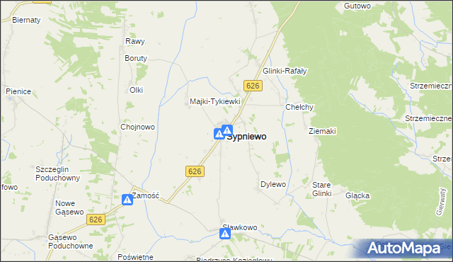 mapa Sypniewo powiat makowski, Sypniewo powiat makowski na mapie Targeo