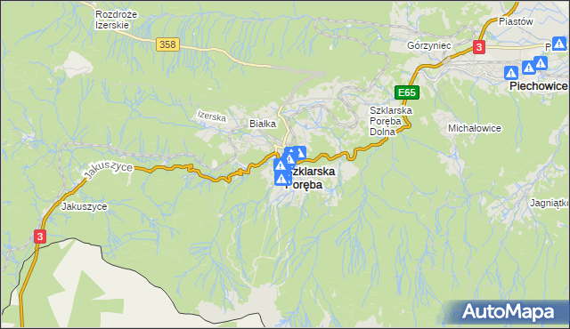 mapa Szklarska Poręba, Szklarska Poręba na mapie Targeo