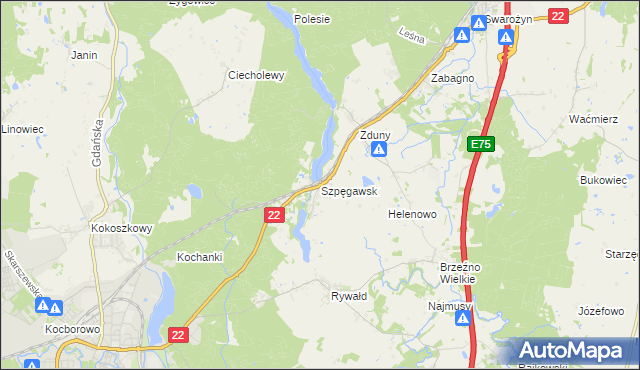 mapa Szpęgawsk, Szpęgawsk na mapie Targeo