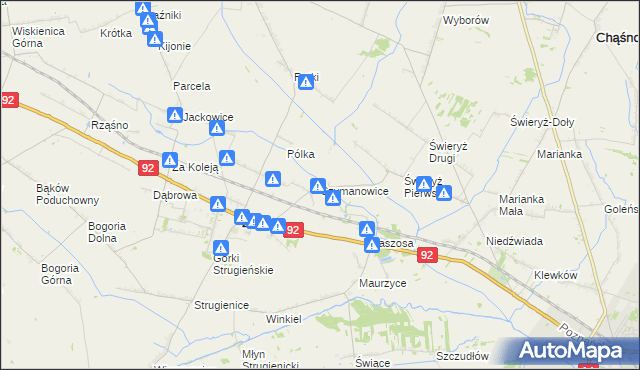 mapa Szymanowice gmina Zduny, Szymanowice gmina Zduny na mapie Targeo