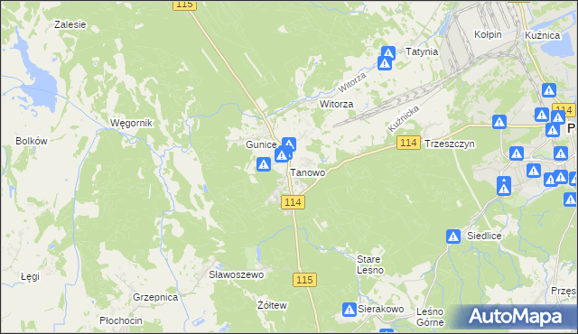 mapa Tanowo, Tanowo na mapie Targeo