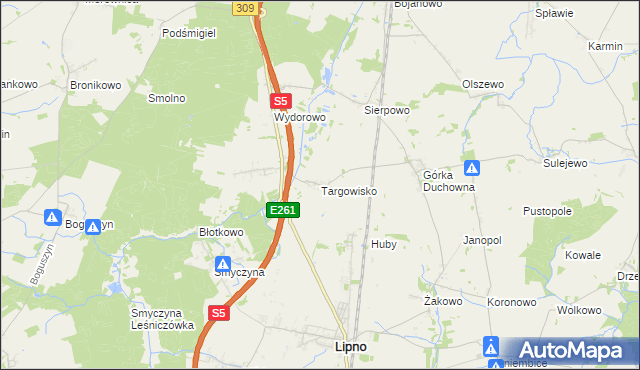 mapa Targowisko gmina Lipno, Targowisko gmina Lipno na mapie Targeo