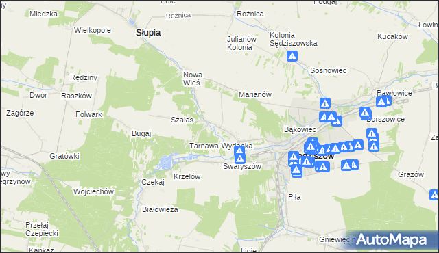 mapa Tarnawa gmina Sędziszów, Tarnawa gmina Sędziszów na mapie Targeo