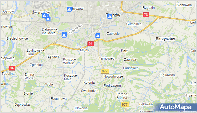 mapa Tarnowiec gmina Tarnów, Tarnowiec gmina Tarnów na mapie Targeo