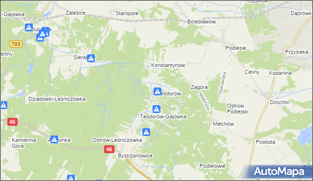 mapa Teodorów gmina Janów, Teodorów gmina Janów na mapie Targeo