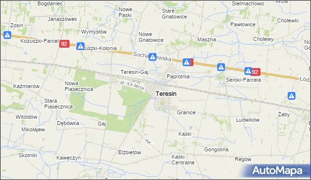 mapa Teresin powiat sochaczewski, Teresin powiat sochaczewski na mapie Targeo