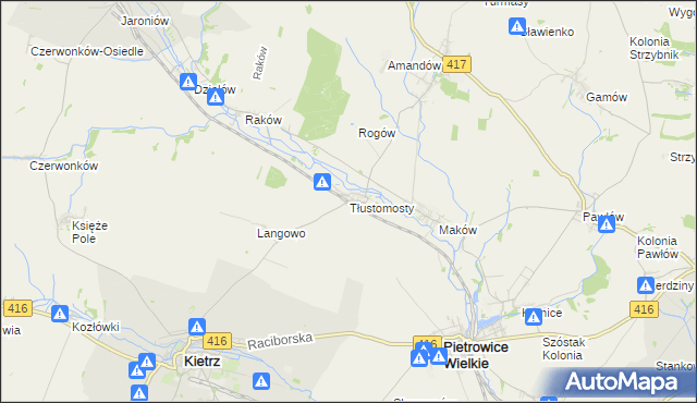 mapa Tłustomosty, Tłustomosty na mapie Targeo