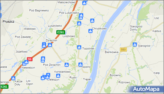 mapa Topolinek gmina Świecie, Topolinek gmina Świecie na mapie Targeo