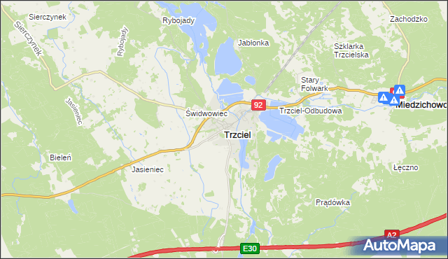 mapa Trzciel powiat międzyrzecki, Trzciel powiat międzyrzecki na mapie Targeo