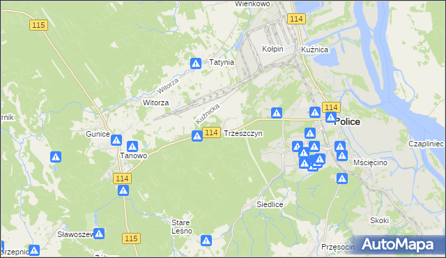 mapa Trzeszczyn, Trzeszczyn na mapie Targeo