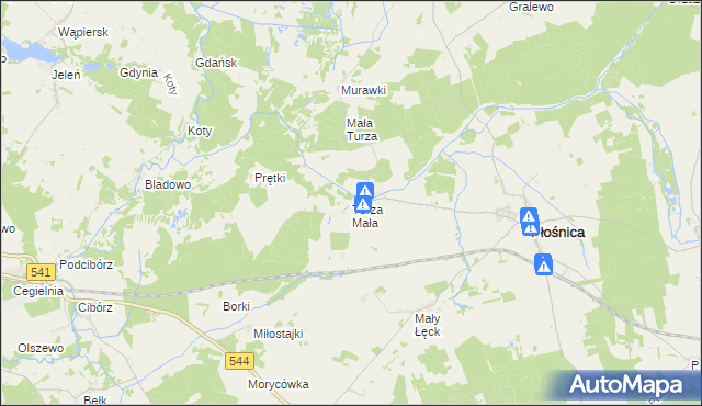 mapa Turza Mała gmina Płośnica, Turza Mała gmina Płośnica na mapie Targeo