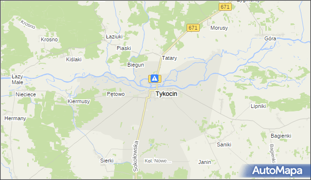 mapa Tykocin, Tykocin na mapie Targeo