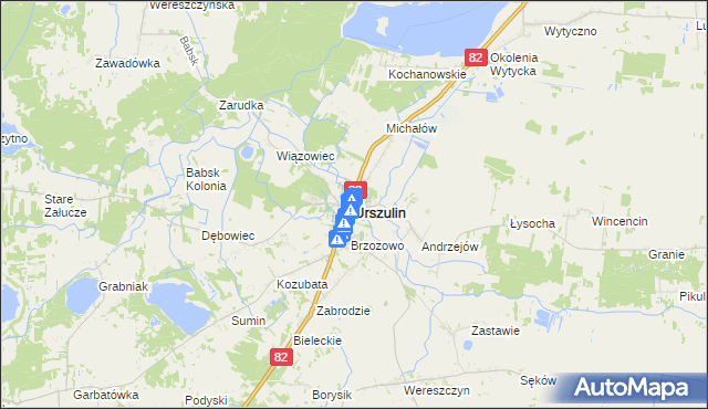 mapa Urszulin powiat włodawski, Urszulin powiat włodawski na mapie Targeo