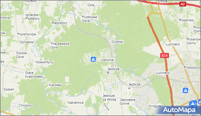 mapa Ustronie gmina Zgierz, Ustronie gmina Zgierz na mapie Targeo