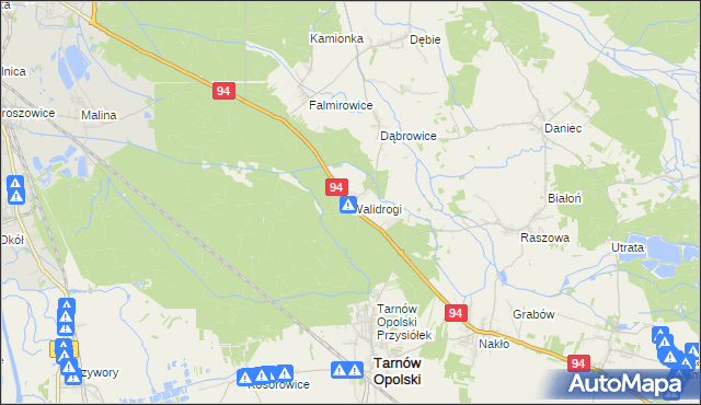 mapa Walidrogi, Walidrogi na mapie Targeo