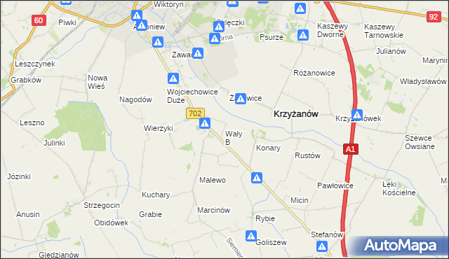 mapa Wały B, Wały B na mapie Targeo